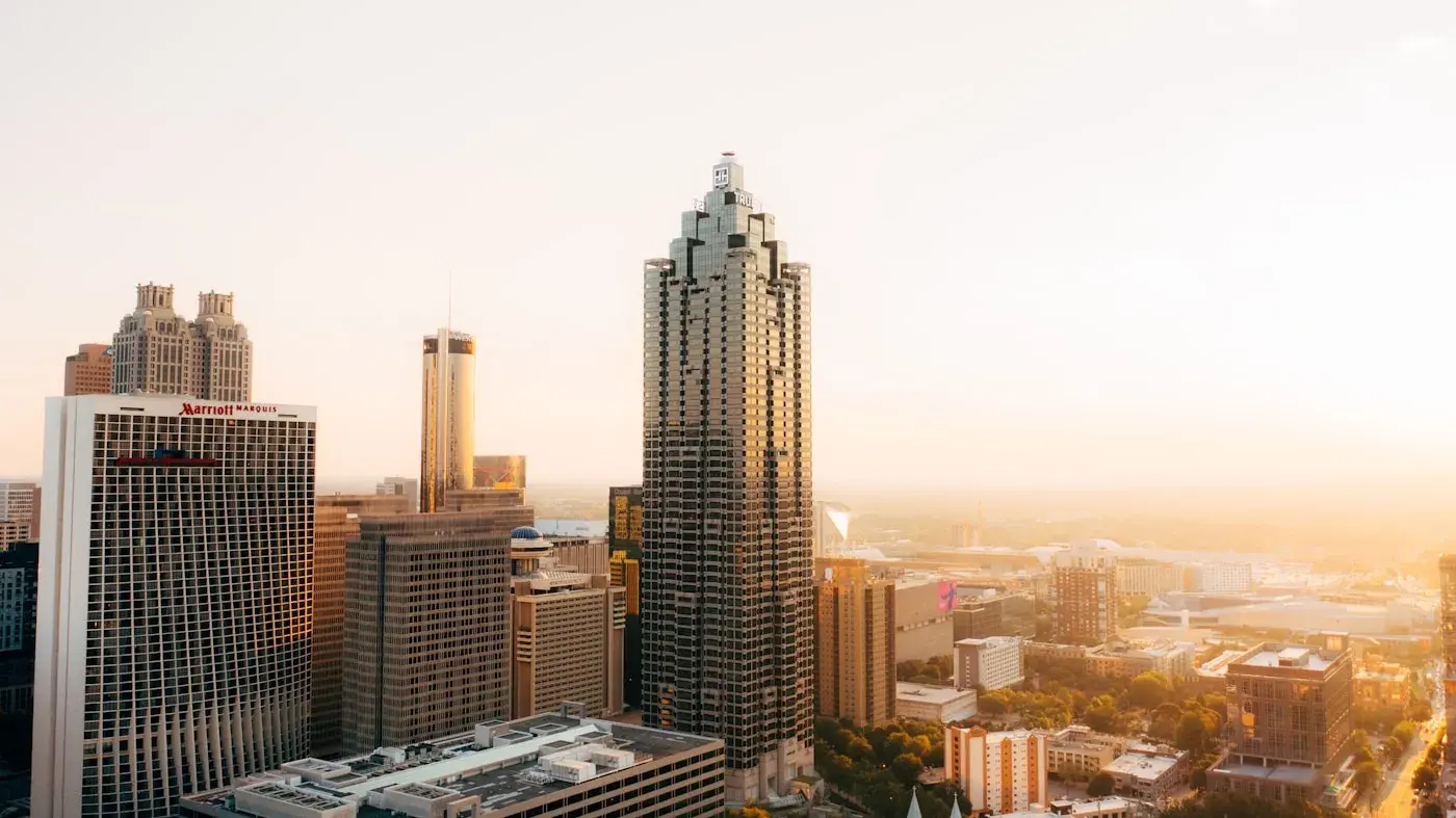 Atlanta skyline in warm evening light — stock photo placeholder